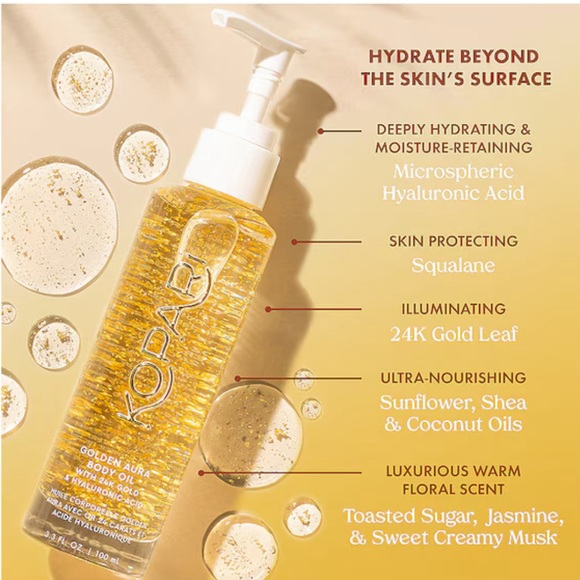 Kopari | Beauty Golden Aura Body Oil Moisturizer 24K Gold Hyaluronic Acid - Picture 7 of 11